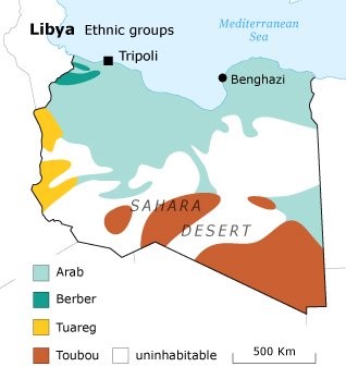 خريطة المكونات العرقية في ليبيا
